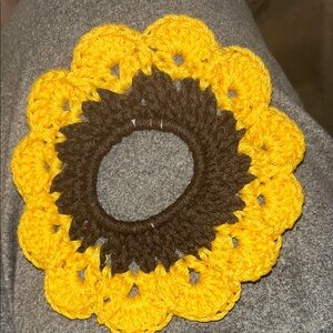 Yellow and Brown Crochet Hair Scrunchie